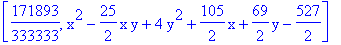 [171893/333333, x^2-25/2*x*y+4*y^2+105/2*x+69/2*y-527/2]